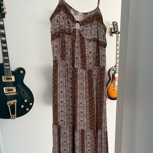 Burnt Orange Printed Boho Maxi Dress